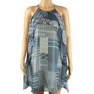 BCBGMaxazria Dress Blue Size S Baby Doll Style Cross Over Spaghetti Straps